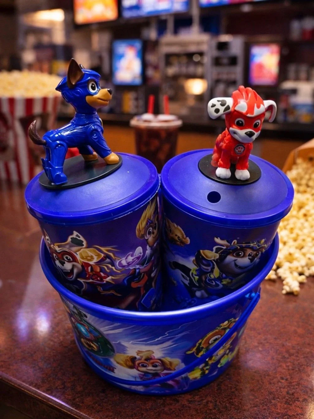 PAW Patrol Kids‎ Popcorn Bucket Set with Blue Cups and Character Lids